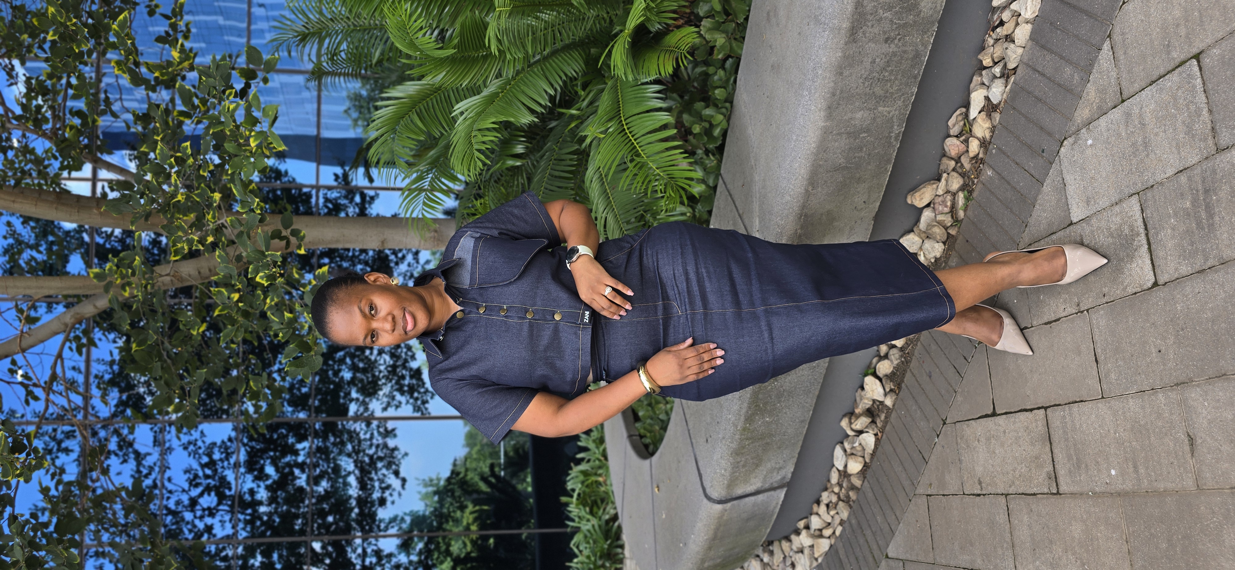 Pencil skirt denim set - Back View by ZanBlack