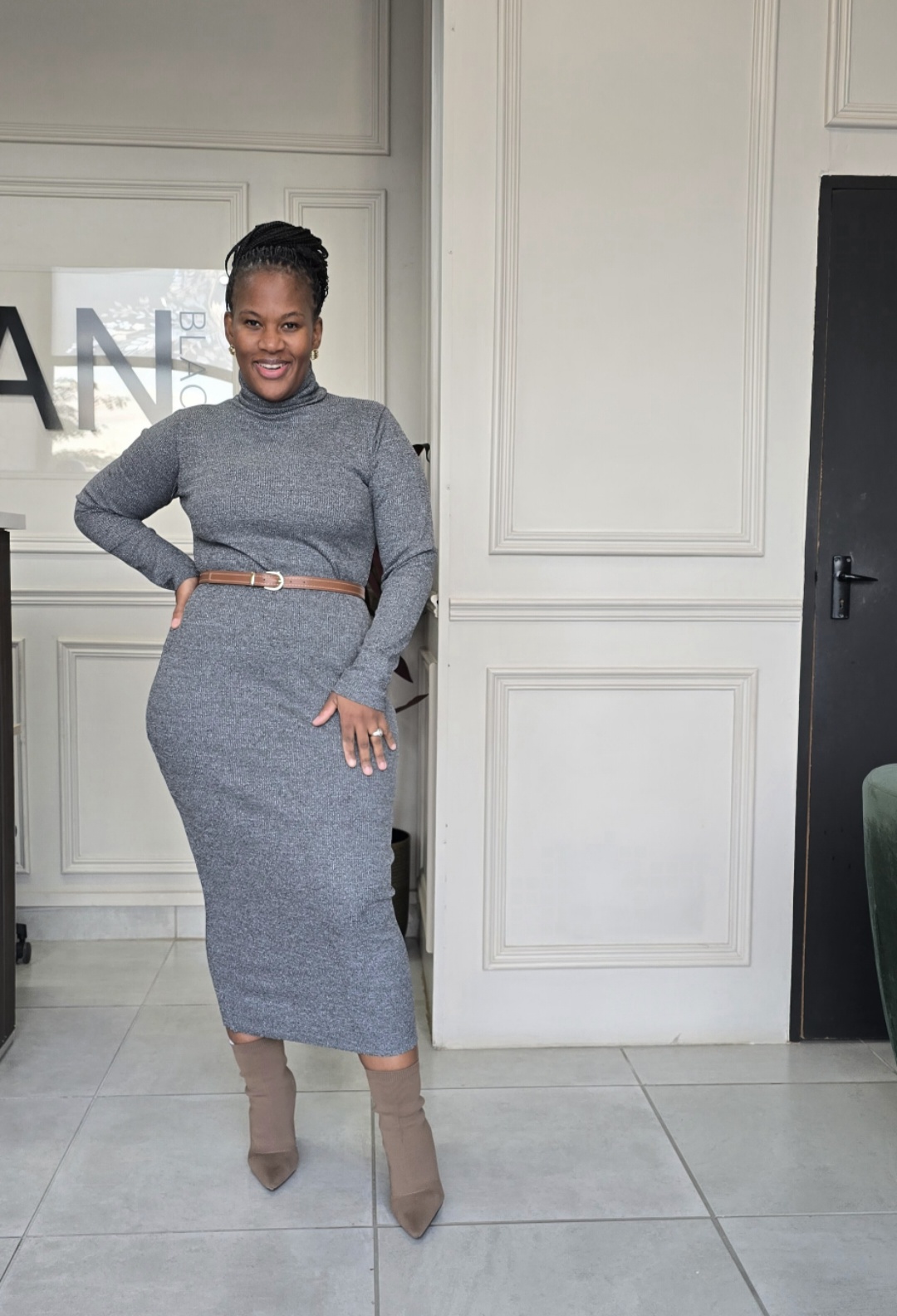  ZanBlack | Grey Turtleneck Dress 