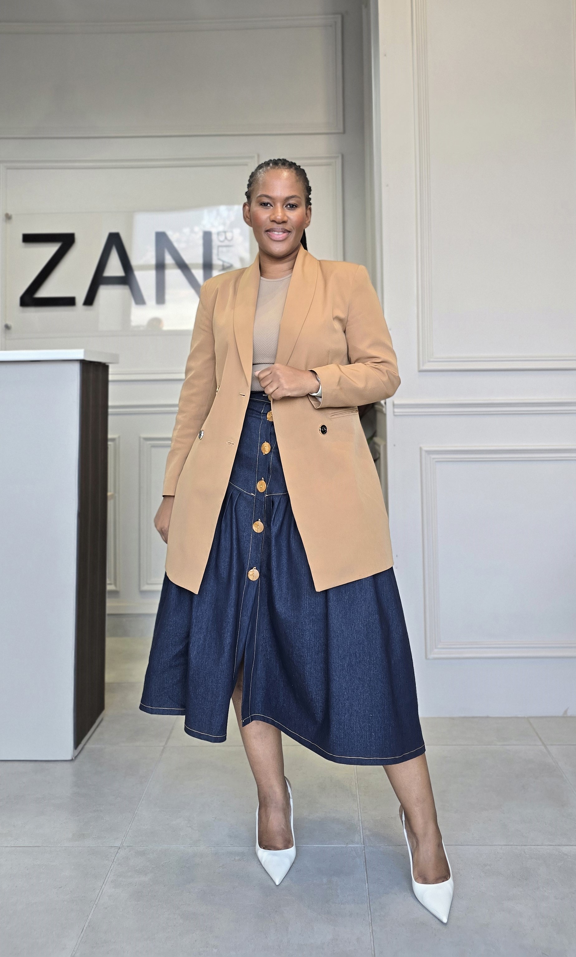 Dropped waist denim skirt - Back View by ZanBlack