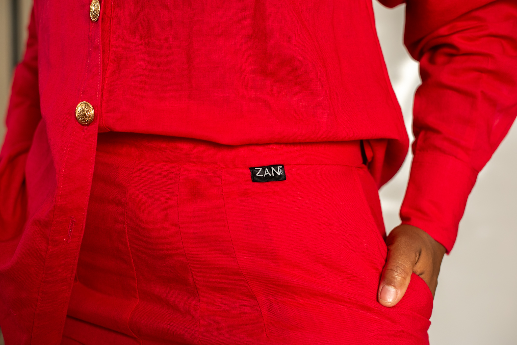 Red Linen Set - Back View by ZanBlack